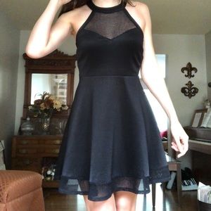 Material Girl Black Mesh Skater Dress